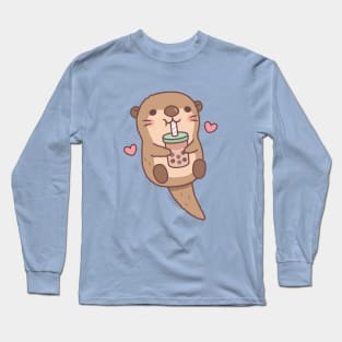 Cute Little Otter Loves Bubble Tea Long Sleeve T-Shirt